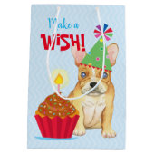 Birthday Cupcake French Bulldog Medium Gift Bag Medium Cadeauzakje (Achterkant)