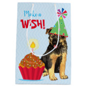 Birthday Cupcake German Shepherd Medium Gift Bag Cadeauzakje (Achterkant)