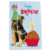 Birthday Cupcake German Shepherd Medium Gift Bag Medium Cadeauzakje (Voorkant)