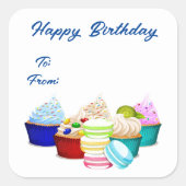 Birthday Cupcake Gift Label Stickers (Voorkant)