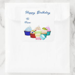 Birthday Cupcake Gift Label Stickers