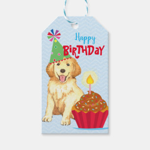 Birthday Cupcake Golden Retriever Cadeaulabel