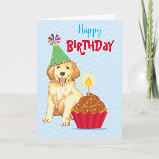 Birthday Cupcake Golden Retriever Kaart (Voorkant)