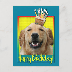 Birthday Cupcake - Golden Retriever - Mickey Briefkaart