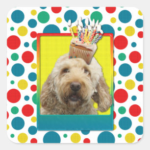 Birthday Cupcake - GoldenDoodle Vierkante Sticker