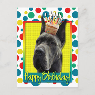 Birthday Cupcake - Great Dane - Grey Briefkaart