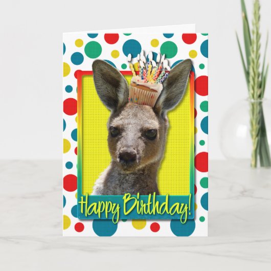 Birthday Cupcake - Kangaroo Kaart (Voorkant)