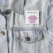 Birthday Cupcake met kaarsen Vierkante Button 5,1 Cm (In situ)