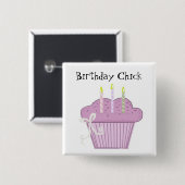 Birthday Cupcake met kaarsen Vierkante Button 5,1 Cm (Voorkant /achterkant)