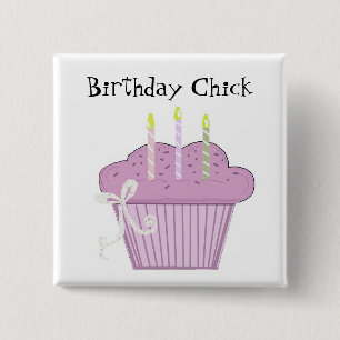 Birthday Cupcake met kaarsen Vierkante Button 5,1 Cm