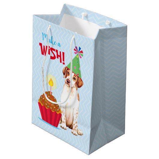 Birthday Cupcake Pointer Medium Gift Bag Medium Cadeauzakje (Achterkant Gekanteld)