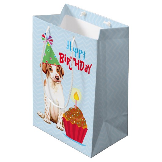 Birthday Cupcake Pointer Medium Gift Bag Medium Cadeauzakje (Voorkant Gekanteld)