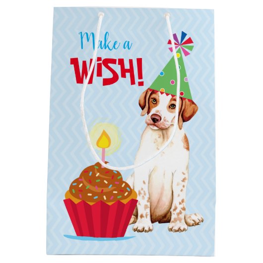 Birthday Cupcake Pointer Medium Gift Bag Medium Cadeauzakje (Achterkant)
