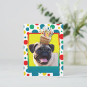 Birthday Cupcake - Pug Briefkaart (Staand voorkant)
