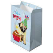 Birthday Cupcake Pug Medium Gift Bag Cadeauzakje (Achterkant Gekanteld)