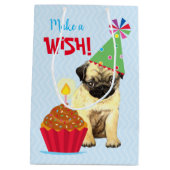Birthday Cupcake Pug Medium Gift Bag Cadeauzakje (Achterkant)