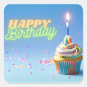 Birthday Cupcake Vierkante Sticker