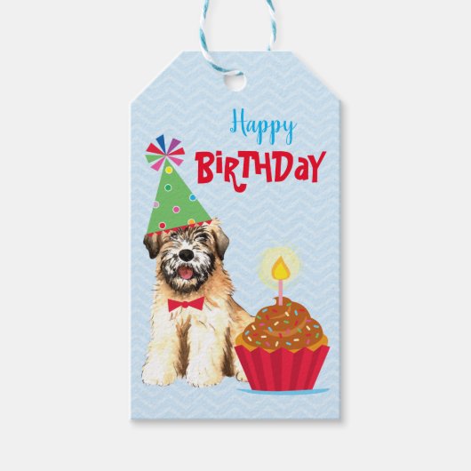Birthday Cupcake Wheaten Terrier Gift Labels Cadeaulabel (Voorkant)