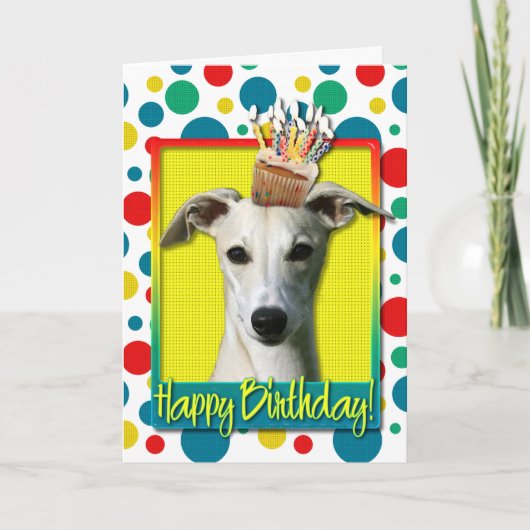 Birthday Cupcake - Whippet Kaart (Voorkant)
