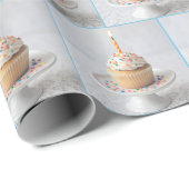 Birthday Cupcake with a Candle Cadeaupapier (Rol Hoek)