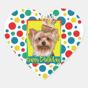 Birthday Cupcake - Yorkshire Terrier Hart Sticker