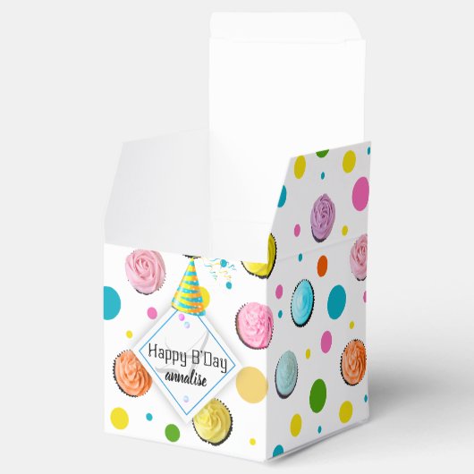 Birthday Cupcakes and Stippen Monogram Bedankdoosjes (Geopend)