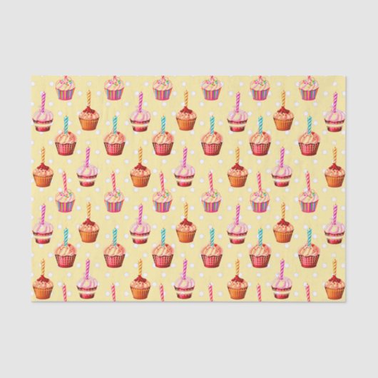 Birthday Cupcakes en Polka Dot Tissuepapier (Voorkant)