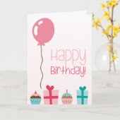 Birthday Cupcakes & Gifts Kaart (Gele Bloem)