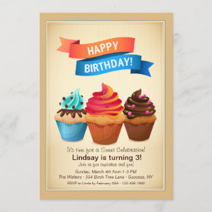 Birthday Cupcakes Invitation Kaart