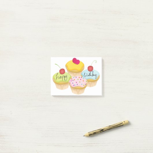 Birthday Cupcakes Post-it® Notes (Op bureau)