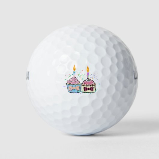 Birthday cupcandle party golfballen (Voorkant)