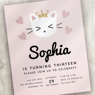 Birthday Cute Cats Pink Budget Partij