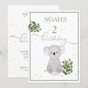 Birthday Cute Koala Green laat goud over Kaart