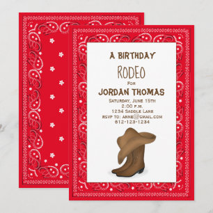 Birthday Cute Red Bandana Cowboy Pet en Boots Kaart