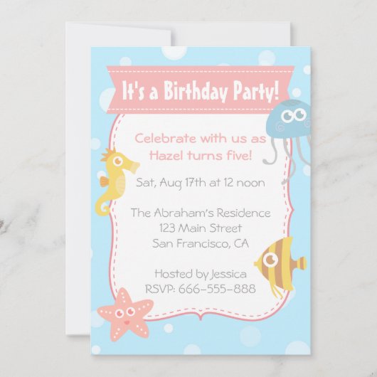 Birthday Cute Underwater Animals Kaart (Voorkant)
