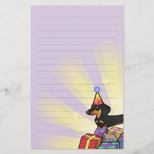 Birthday Dachshund (gladde jas) Briefpapier