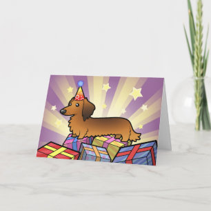 Birthday Dachshund (longhair) Kaart