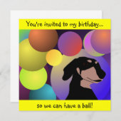 Birthday Dachshund Uitnodiging (Voorkant / Achterkant)