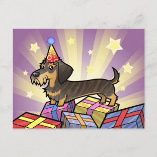 Birthday Dachshund (wirehair) Briefkaart
