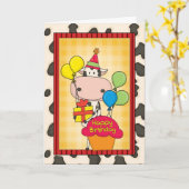 Birthday Dairy Koe Kaart (Gele Bloem)