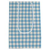 Birthday Daisy on Aqua Gingham Medium Gift Bag Medium Cadeauzakje (Achterkant)