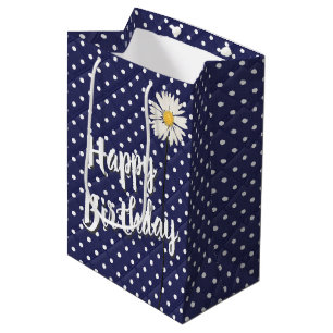 Birthday Daisy on Polka Dots medium Gift Bag Cadeauzakje