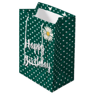 Birthday Daisy on Polka Dots medium Gift Bag Cadeauzakje