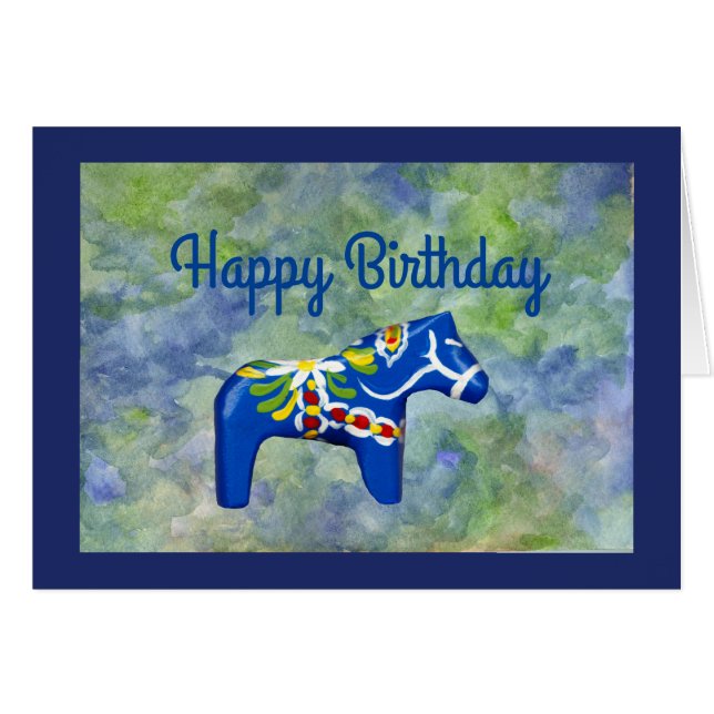 Birthday Dala Horse (Voorkant Horizontaal)
