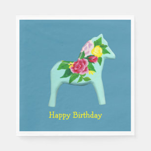 Birthday Dala Horse Servetten