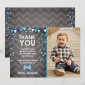 Birthday Dank je wel een marineblauw Bowtie Bedankkaart (Voorkant / Achterkant)