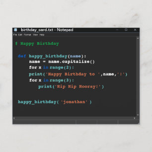 Birthday Dark Mode Notitieblok Computer Programmer Briefkaart