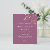 Birthday dark roze goud floral budget uitnodiging (Staand voorkant)