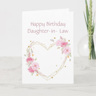 Birthday Daughter in Law Flower Heart Kaart