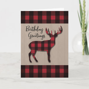 Birthday Deer in Red Black Play over hout Kaart